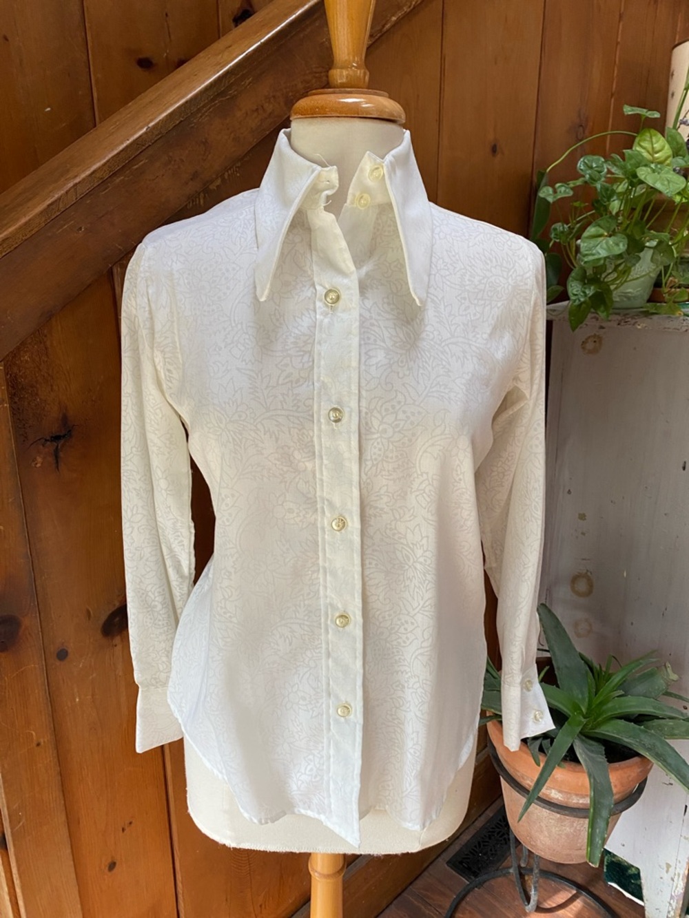 Vintage Semi Sheer Floral Button Up Blouse